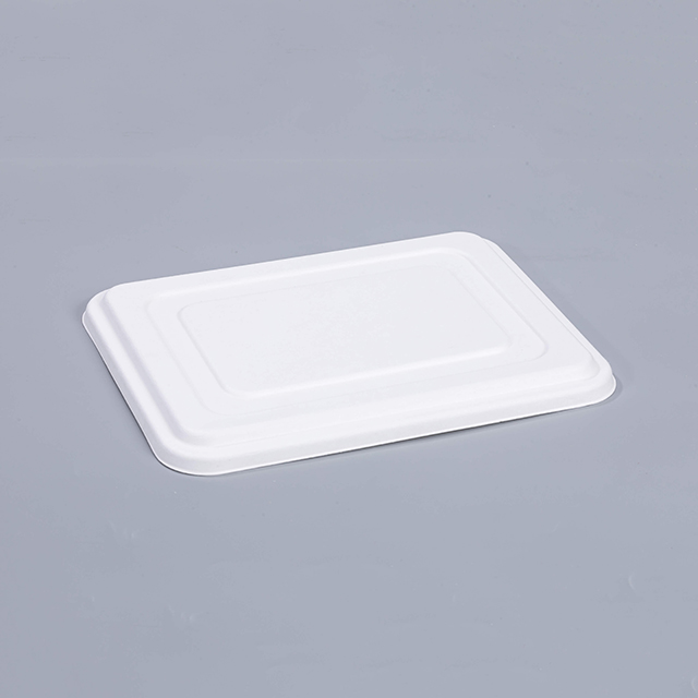 11.1"x8.66"xH1.48" 5 Compartment Disposable Compostable Fiber Lunch Tray with Lid