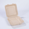 8.07"x8.07"xH2.56" (fold) Biodegradable Compostable Fiber Take Out Hinged Container