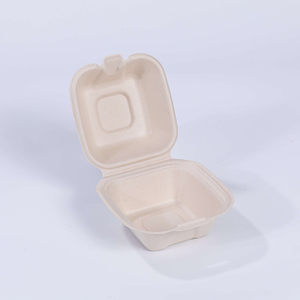 5.02"x5.02"xH2.95" (fold) Compostable Bagasse Burger Box