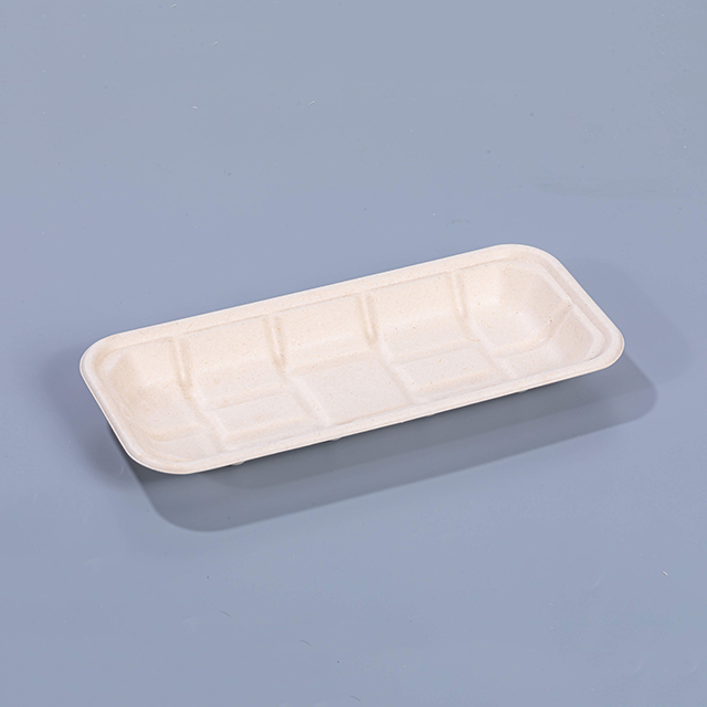 10.16"x4.41"xH1.04" Disposable Biodegradable Compostable Sugarcane Meat And Produce Tray