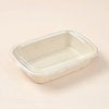 8"x6" Rectangle Compostable Sugarcane Takeaway Food Box with PET Lid