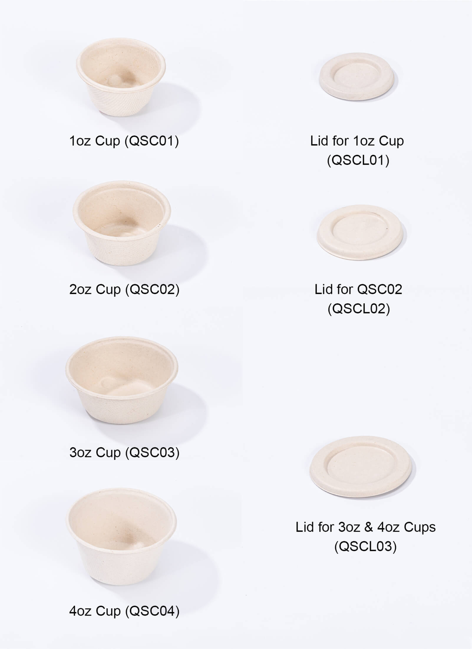 Eco Friendly Compostable Bagasse Portion Cups with Lids