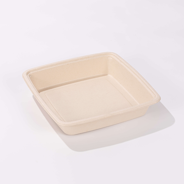 9"x9"xH1.73" Square Biodegradable Compostable Sugarcane Fiber Take Out Tray with Lid