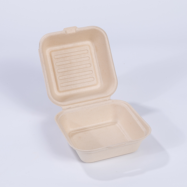 6.1"x5.98"xH3.07" (fold) Biodegradable Compostable Bagasse Pulp Burger Box