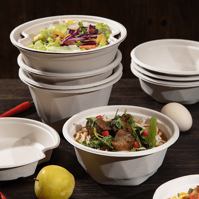 Sturdy Compostable Bagasse Bowls with Lid