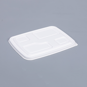 Disposable Biodegradable Compostable Bagasse Fiber Lid for 4 Compartment Bagasse To Go Trays