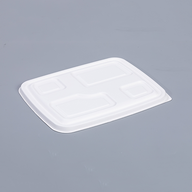 Disposable Biodegradable Compostable Bagasse Fiber Lid for 4 Compartment Bagasse To Go Trays