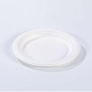 Ø6.89"xH0.62" Disposable Compostable Bagasse Fiber Round Plate