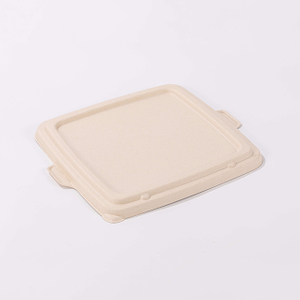 Biodegradable Compostable Bagasse Lid for Square Fiber Take Out Trays