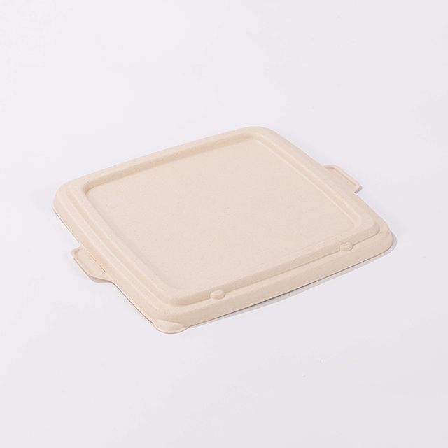 9"x9"xH1.73" 4 Compartment Square Disposable Biodegradable Compostable Fiber Take Out Tray with Lid