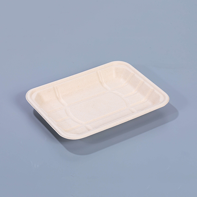 9.53"x7.05"xH1.12" Disposable Biodegradable Compostable Bagasse Meat And Produce Tray