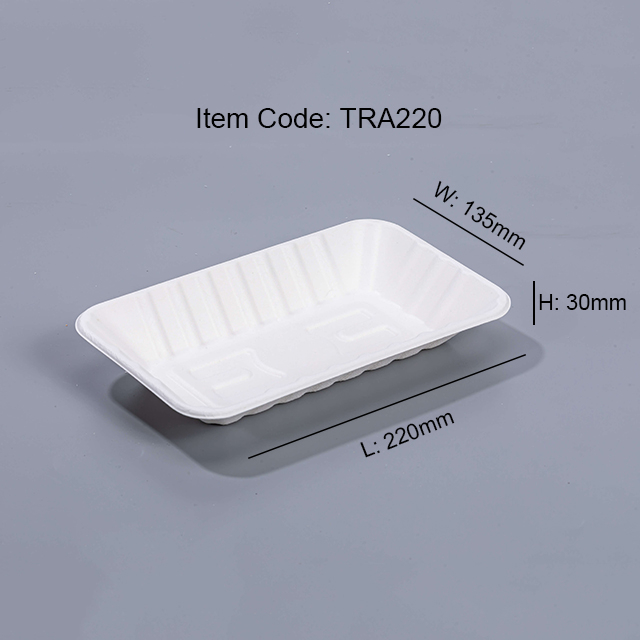 8.66"x5.31"xH1.18" Biodegradable Compostable Bagasse Pulp Meat And Produce Tray