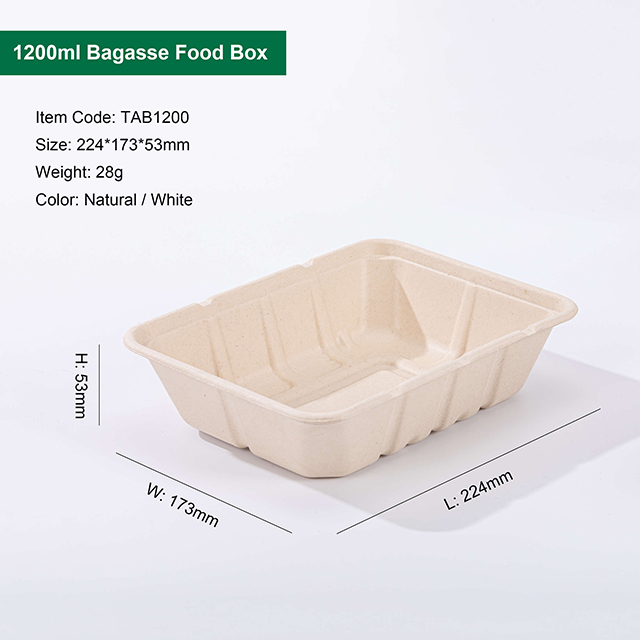 Sugarcane Pulp Lid for 1200ml And 1500ml Bagasse Pulp Takeaway Food Boxes