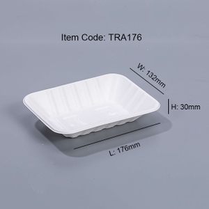 6.93"x5.2"xH1.18" Disposable Compostable Bagasse Fiber Meat And Produce Tray