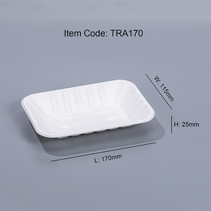 6.69"x4.53"xH0.98" Compostable Bagasse Meat And Produce Tray