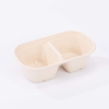 700ml 2 Compartment Compostable Bagasse Pulp Take Out Food Containers with Lid