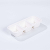 500ml Rectangle 2 Compartment Minimalist Compostable Sugarcane Fiber Take Out Food Containers with Lid