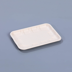 7.95"x5.55"xH0.56" Disposable Compostable Sugarcane Pulp Meat And Produce Tray