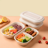 2 Compartment Compostable Sugarcane Takeaway Lunch Boxes with Lid