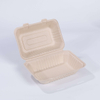 9.06"x6.22"xH3.15" (fold) Disposable Compostable Fiber Takeaway Hinged Lunch Box