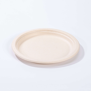 Ø9.06"xH0.87" Compostable Sugarcane Fiber Round Plate