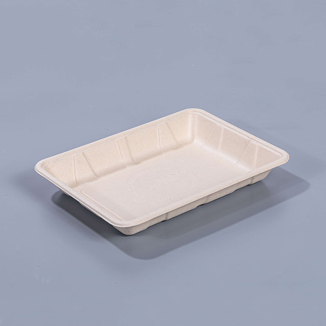 9.45"x7.09"xH1.18" Biodegradable Compostable Bagasse Meat And Vegetable Tray