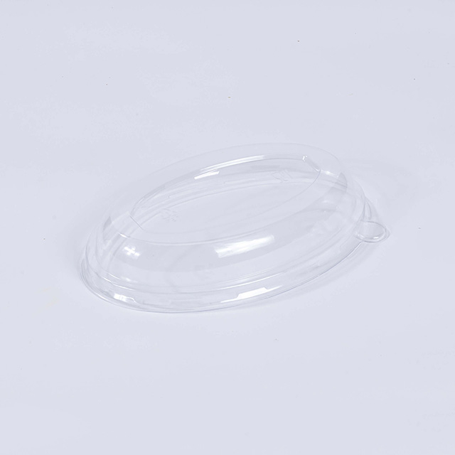 8.35"x5.28"xH1.57" PET Lid for 18oz Compostable Sugarcane Fiber Oval Bowl 