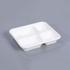 9.25"x7.87"xH1.85" 4 Compartment Disposable Biodegradable Compostable Bagasse Pulp Bento Box with Lid