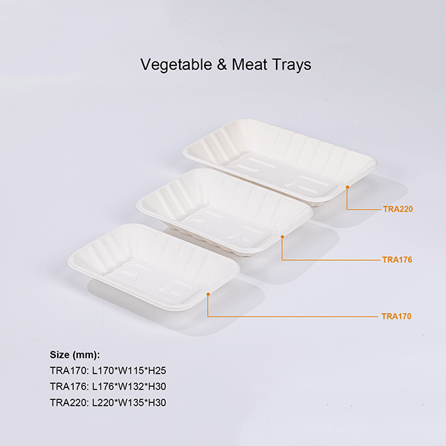 6.93"x5.2"xH1.18" Disposable Compostable Bagasse Fiber Meat And Produce Tray