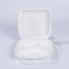 9.06"x7.92"xH2.85" (fold) 3 Compartment Disposable Compostable Sugarcane Take Out Clamshell Container