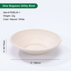 24oz Compostable Sugarcane Fiber Salad Bowl with Lid